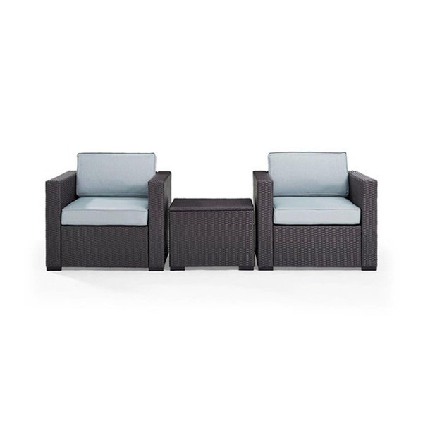Veranda Biscayne  Outdoor Wicker Seating Set - Two Wicker Chairs & Coffee Table; Mist, 3PK VE802467